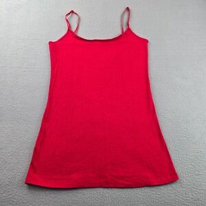 Active Basic Camisole Tank Top Womens Large Red Cotton Stretch Adjustable Straps